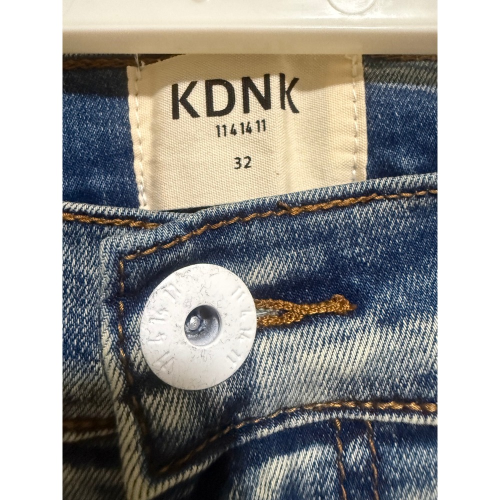 KDNK Mens 32" Distressed Skinny Jeans Light Wash Blue Ankle Zip 1141411 NEW NWT - Picture 2 of 16